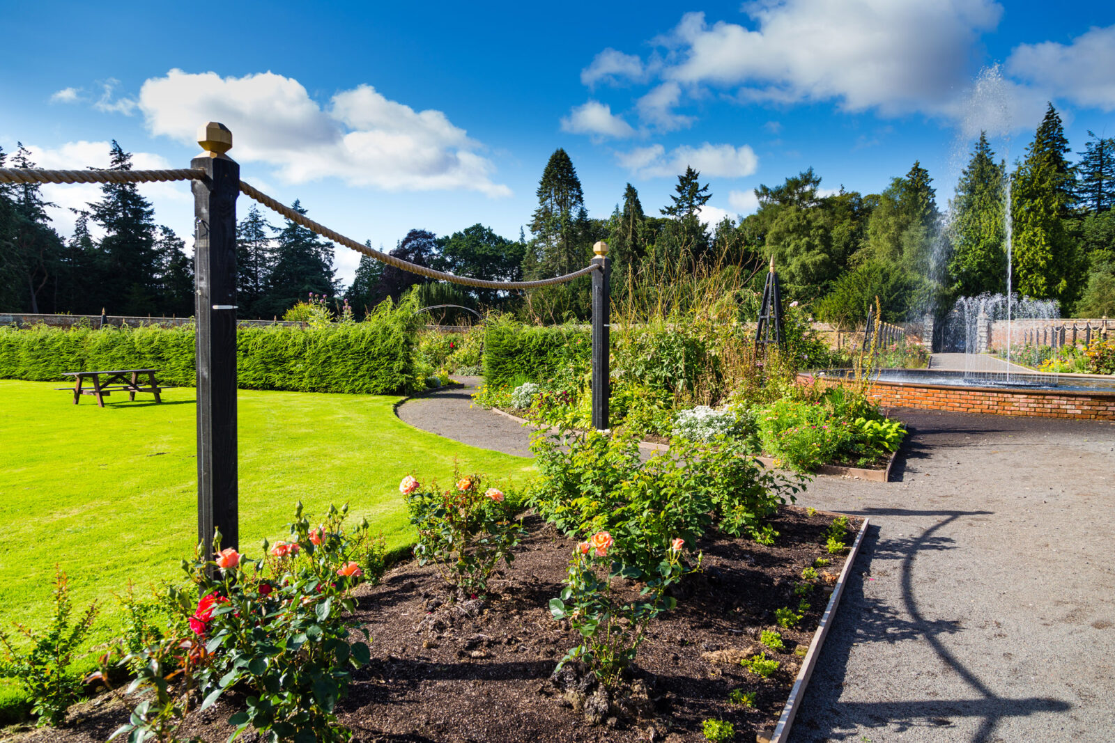 The formal gardens at Glamis Castle near Forfar